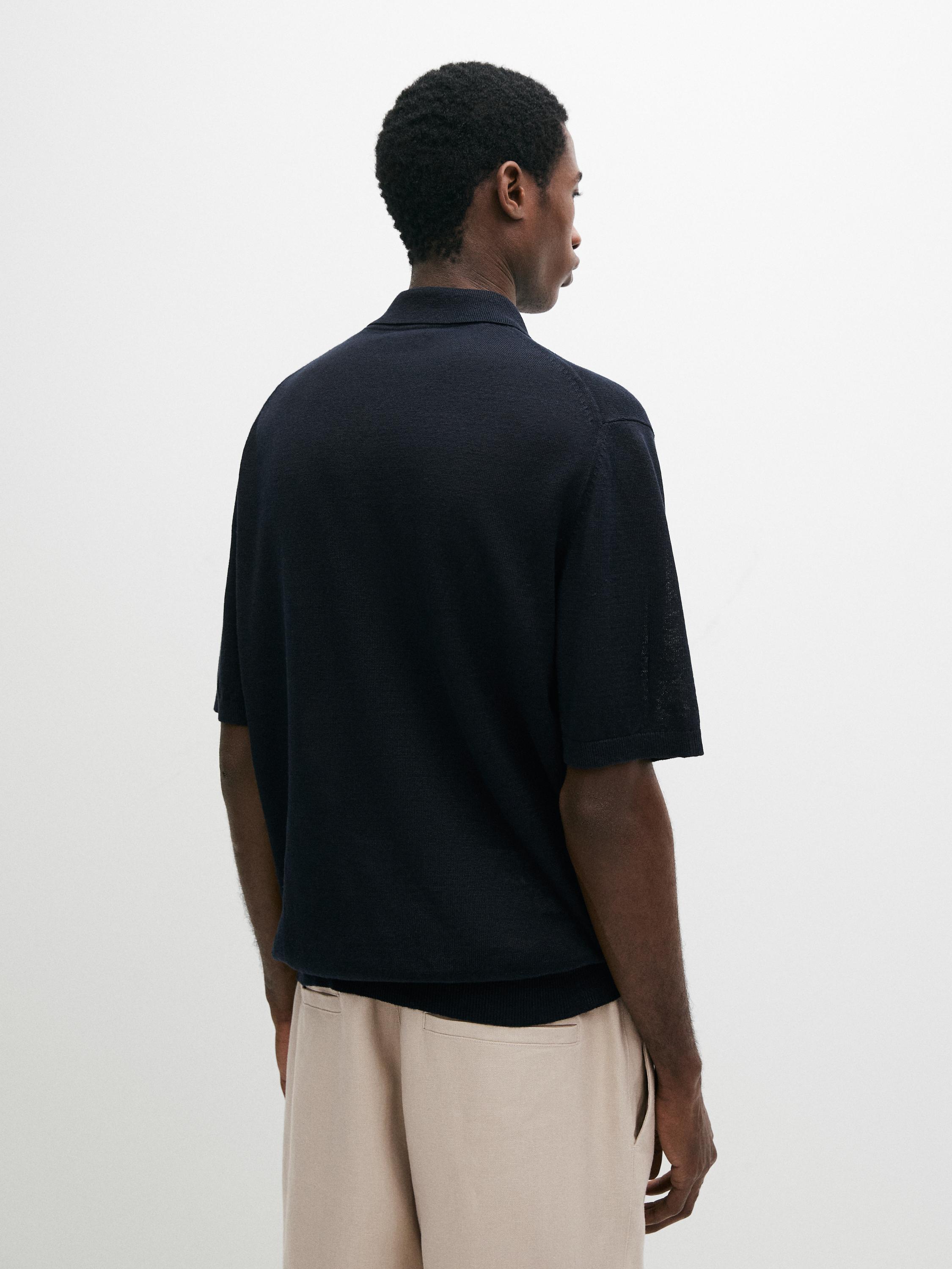Linen knit polo sweater